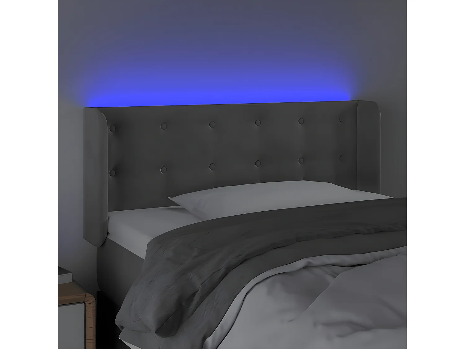 Tête de lit à LED Gris clair 93x16x78/88 cm Velours