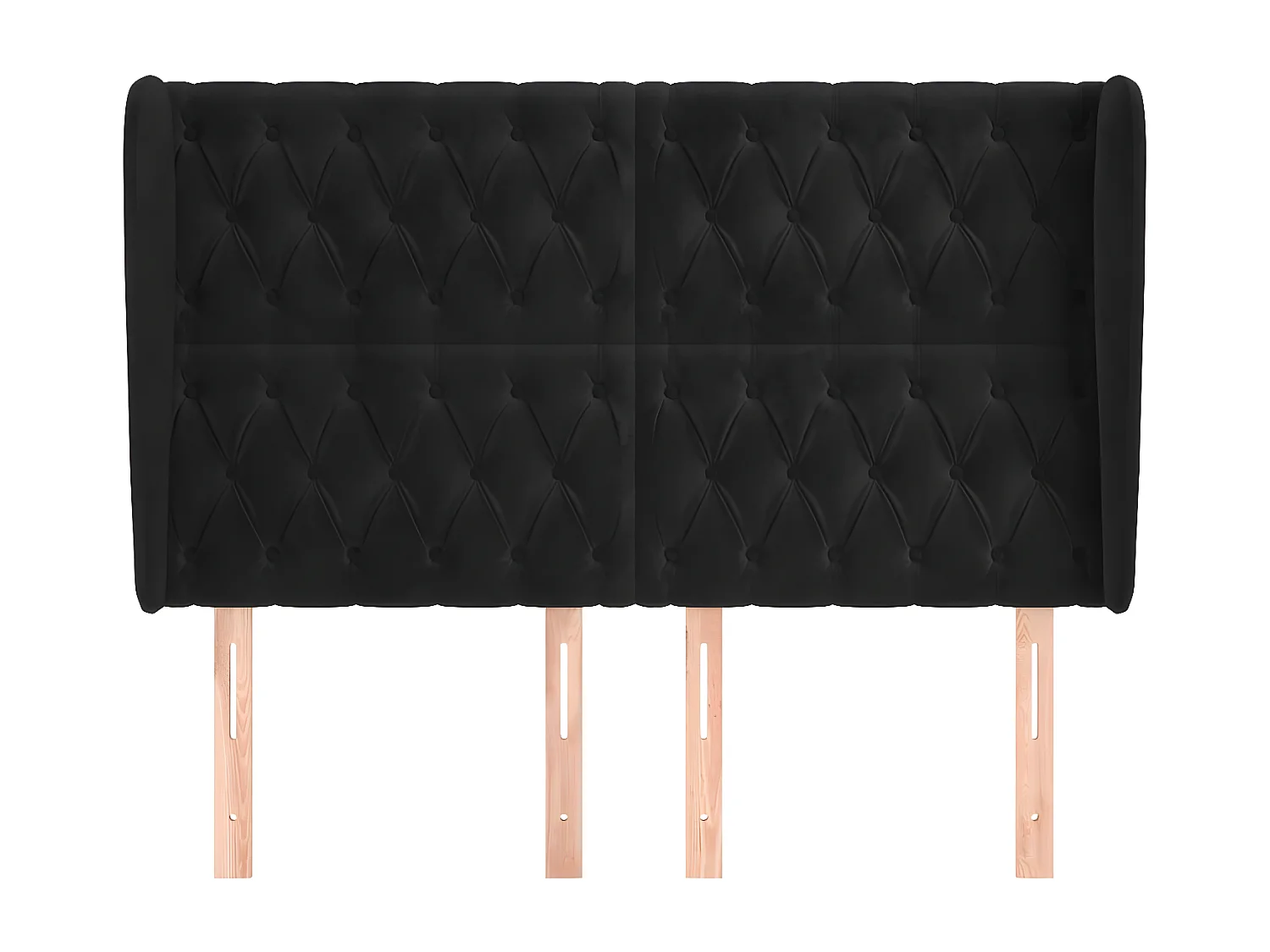 Tête de lit avec oreilles Noir 163x23x118/128 cm Velours