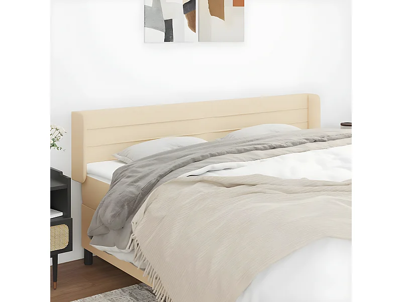 Tête de lit avec oreilles Crème 203x16x78/88 cm Tissu