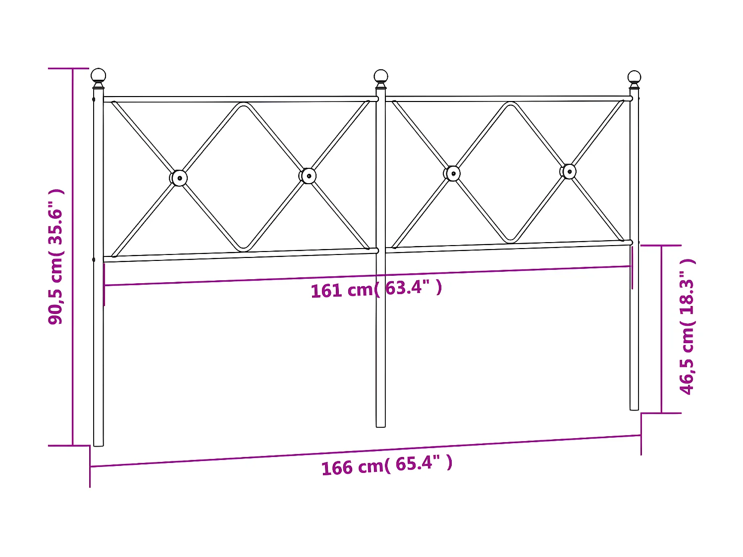 Cabeceira de cama 160 cm metal branco