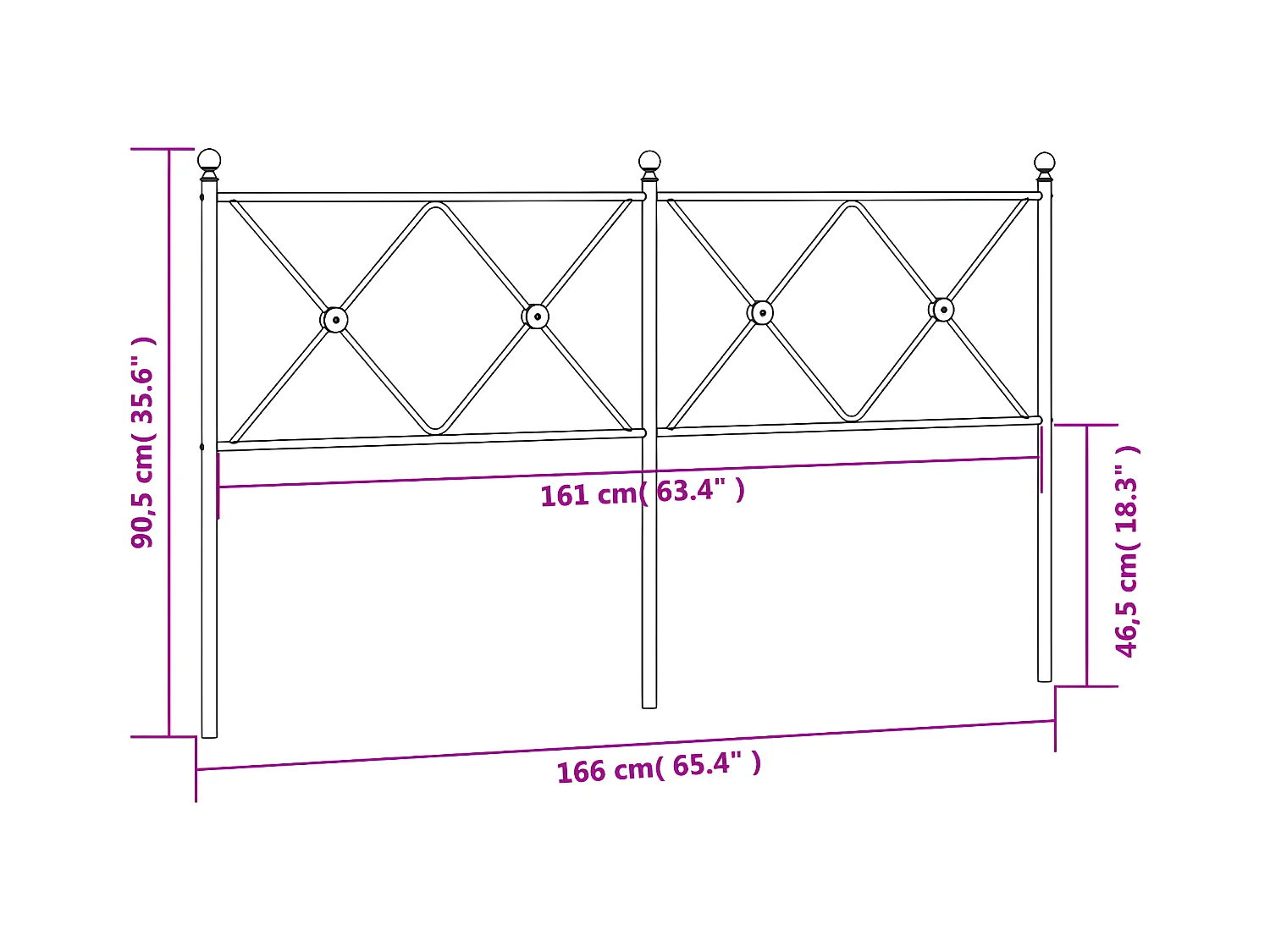 Tête de lit métal blanc 160 cm