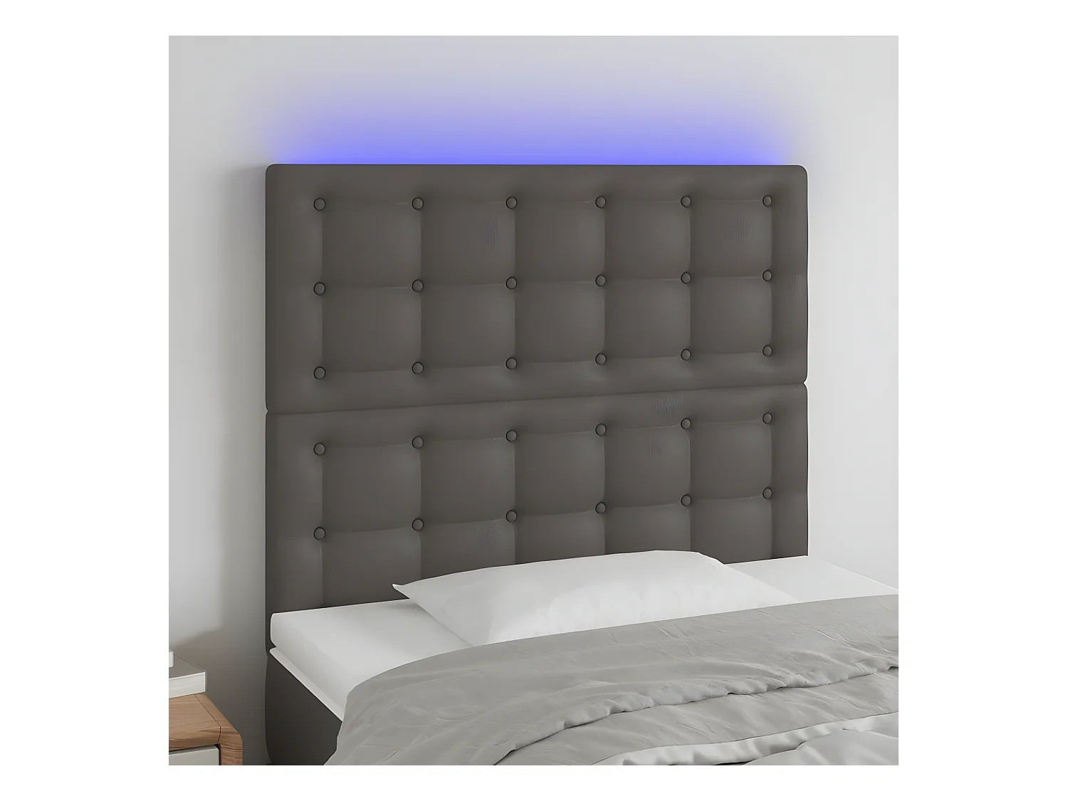 Tête de lit à LED Gris 100x5x118/128 cm Similicuir