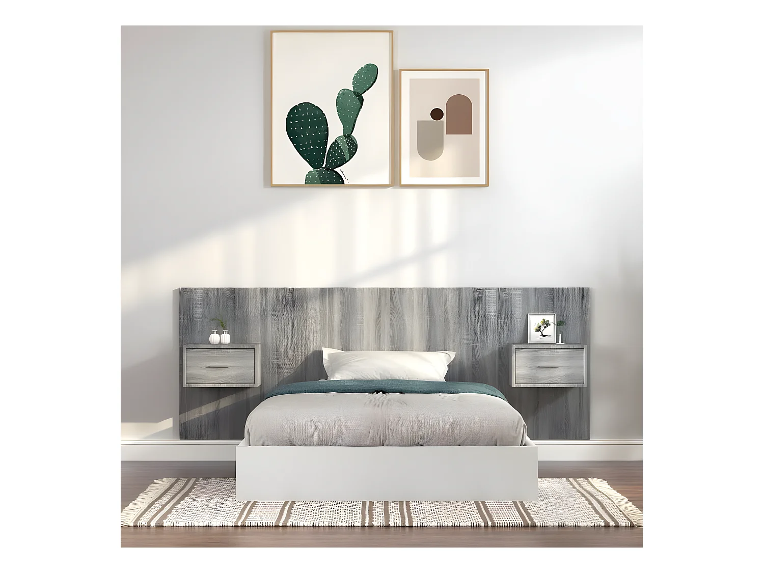 Tête de lit avec armoires Gris sonoma Bois d'ingénierie