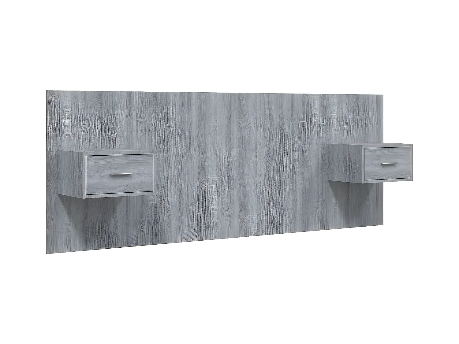 Cabecero de cama con mesitas madera contrachapada gris Sonoma