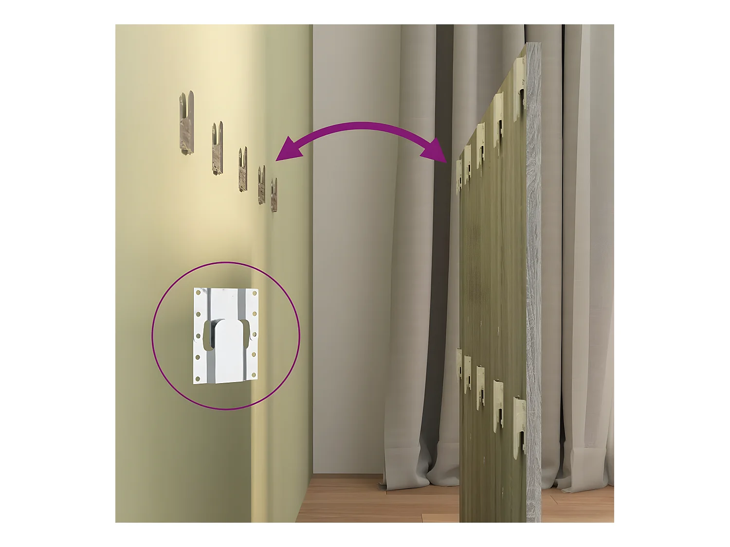 Cabecero de cama con mesitas madera contrachapada gris Sonoma