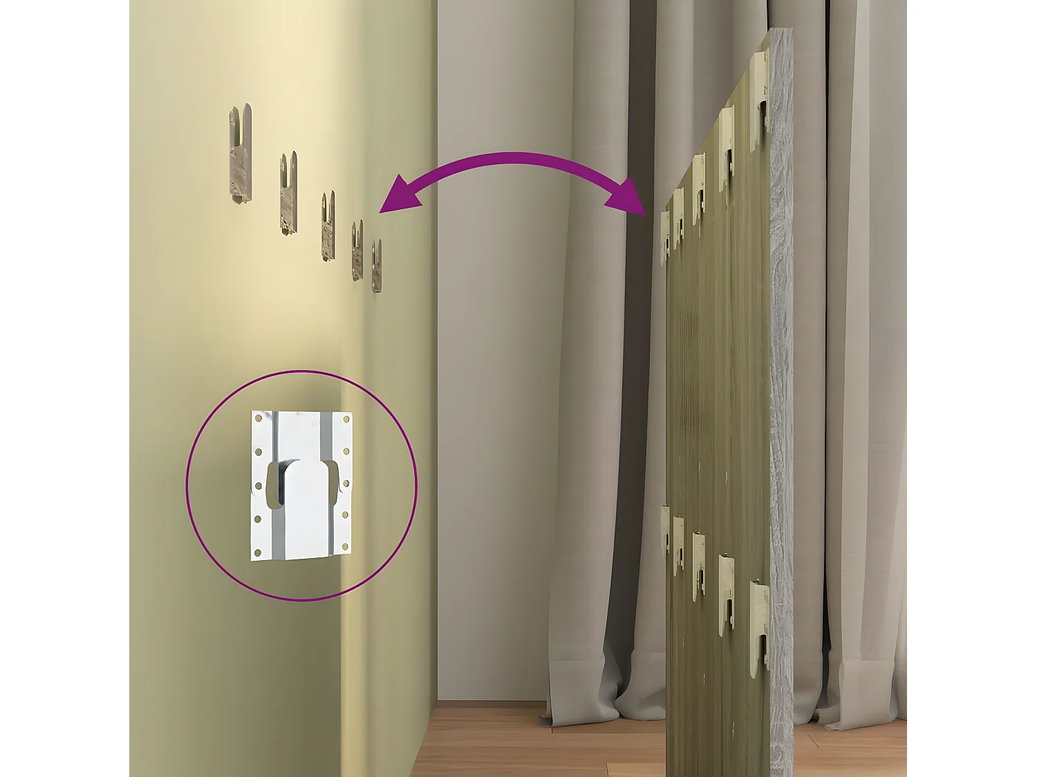 Cabecero de cama con mesitas madera contrachapada gris Sonoma