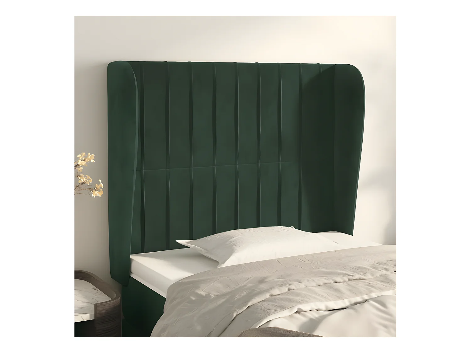 Tête de lit avec oreilles Vert foncé 83x23x118/128 cm Velours