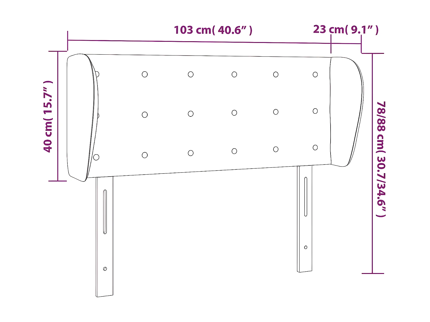 Tête de lit avec oreilles Vert foncé 103x23x78/88 cm Velours