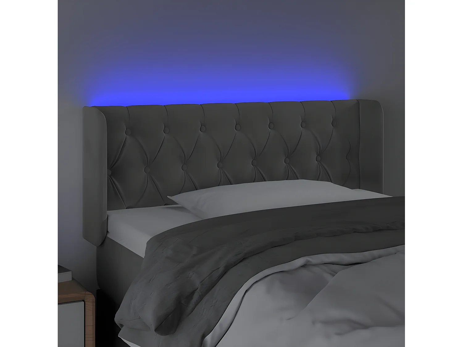 Tête de lit à LED Gris clair 103x16x78/88 cm Velours