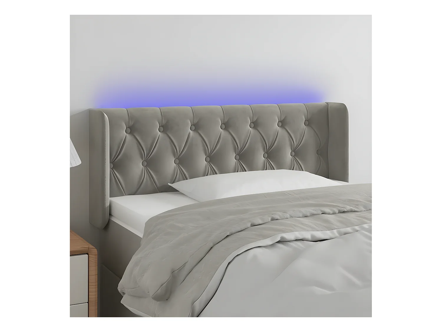 Hoofdbord LED 103x16x78/88 cm fluweel lichtgrijs