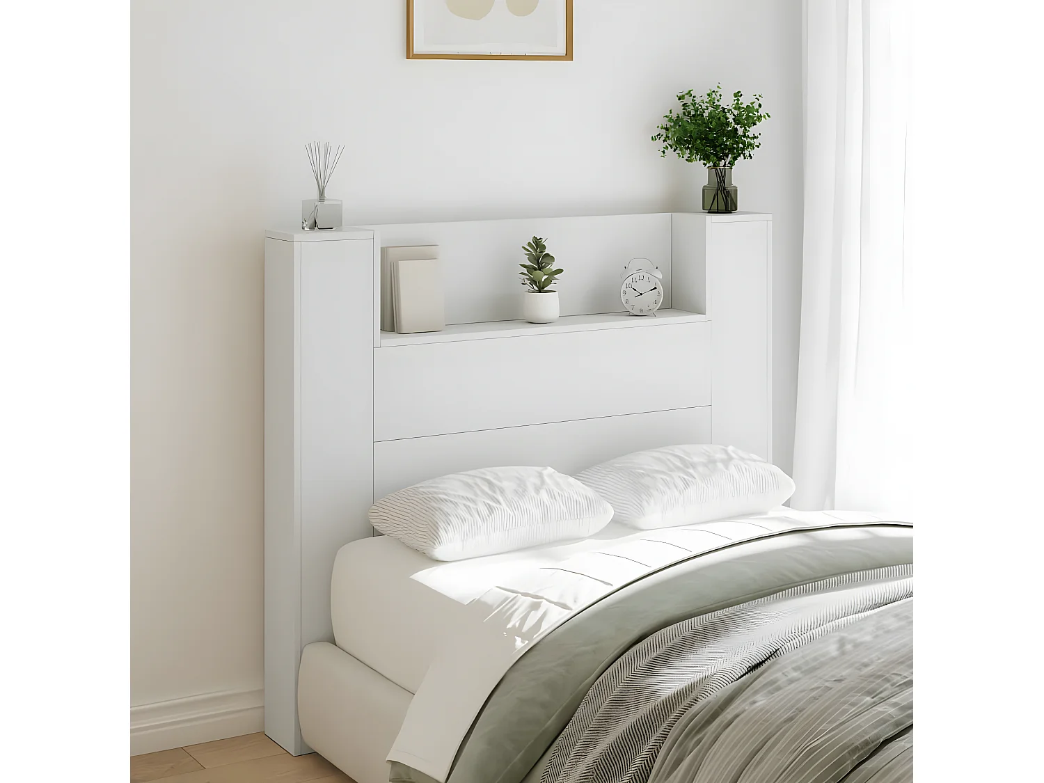 Armário de cabeceira com luzes LED 120x16,5x103,5 cm branco