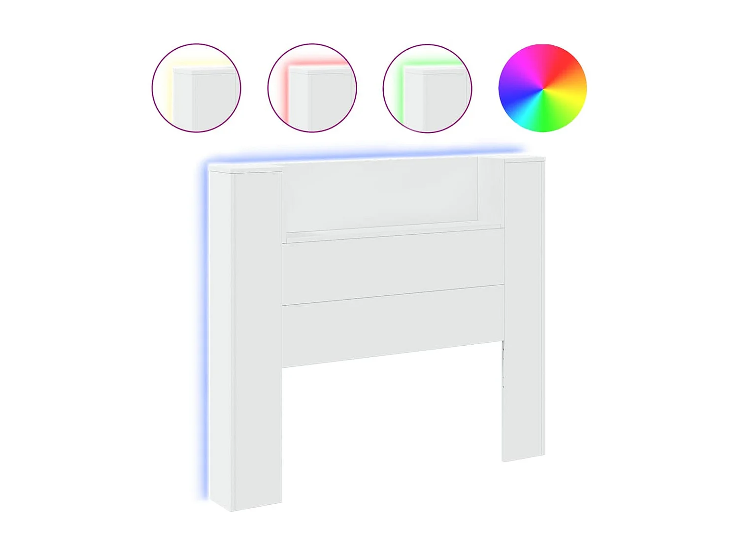 Armário de cabeceira com luzes LED 120x16,5x103,5 cm branco