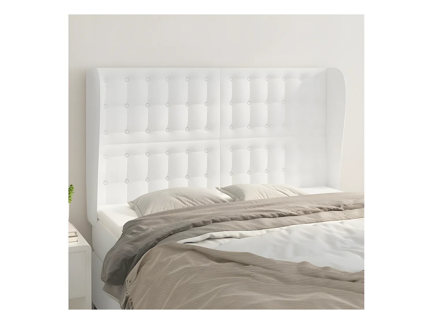 Tête de lit avec oreilles Blanc 147x23x118/128 cm Similicuir