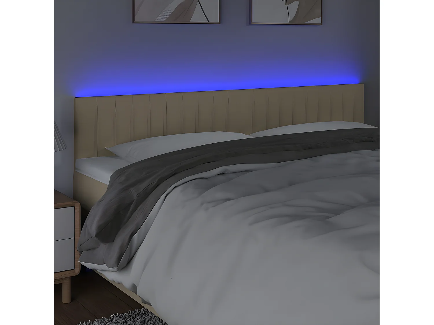 Tête de lit à LED Crème 160x5x78/88 cm Tissu