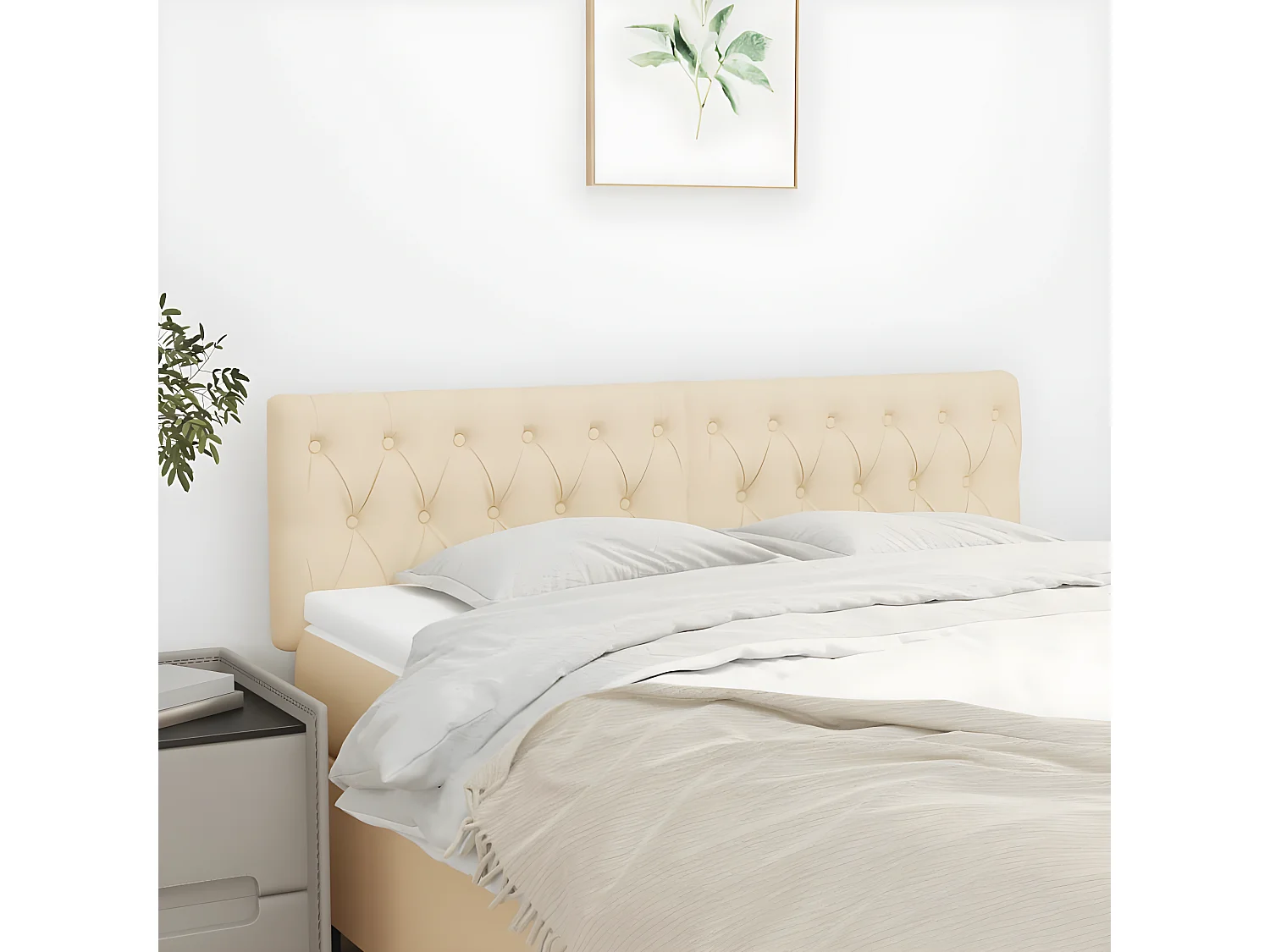 Têtes de lit 2 pièces Crème 80x7x78/88 cm Tissu