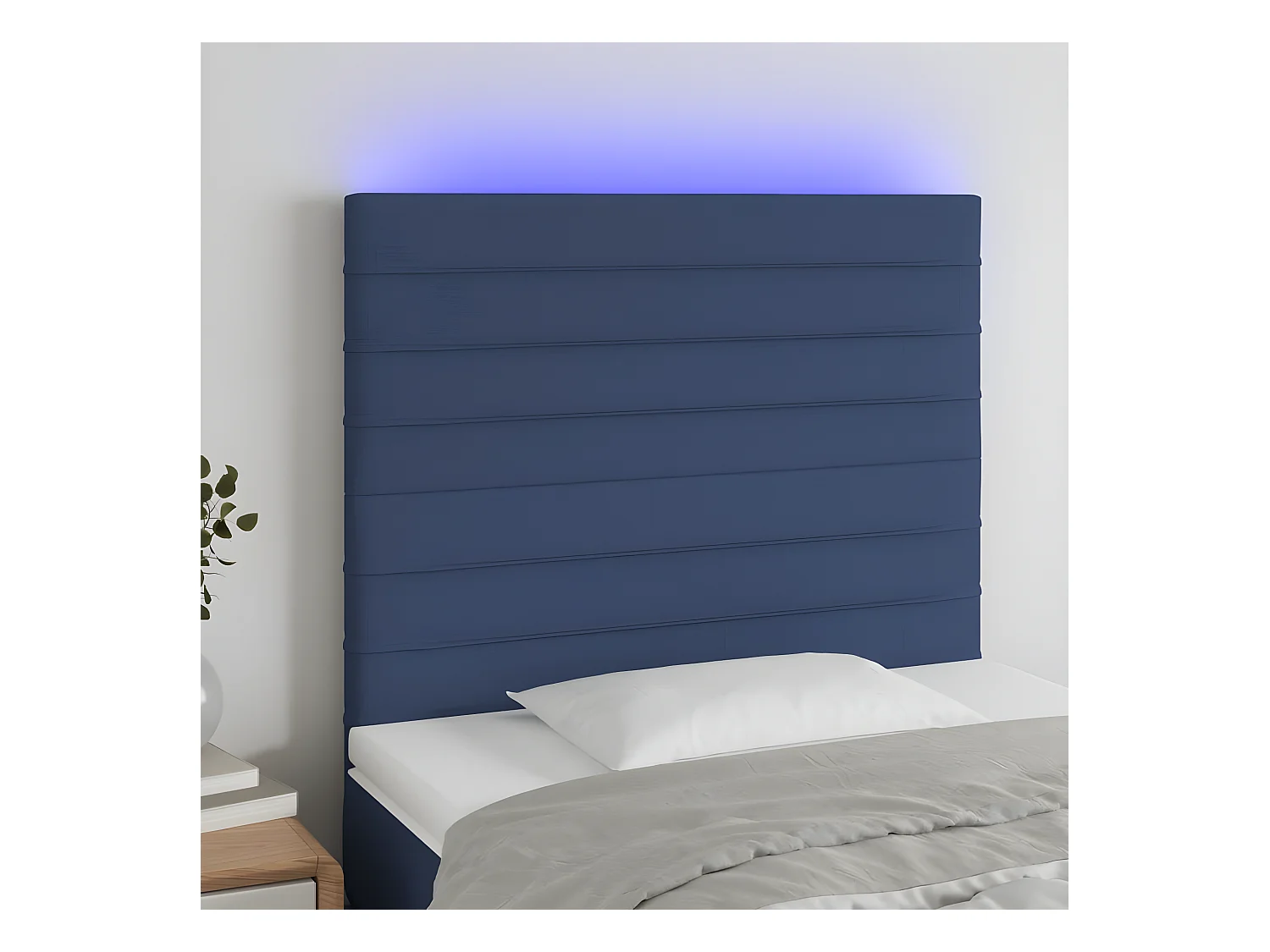 Tête de lit à LED Bleu 80x5x118/128 cm Tissu
