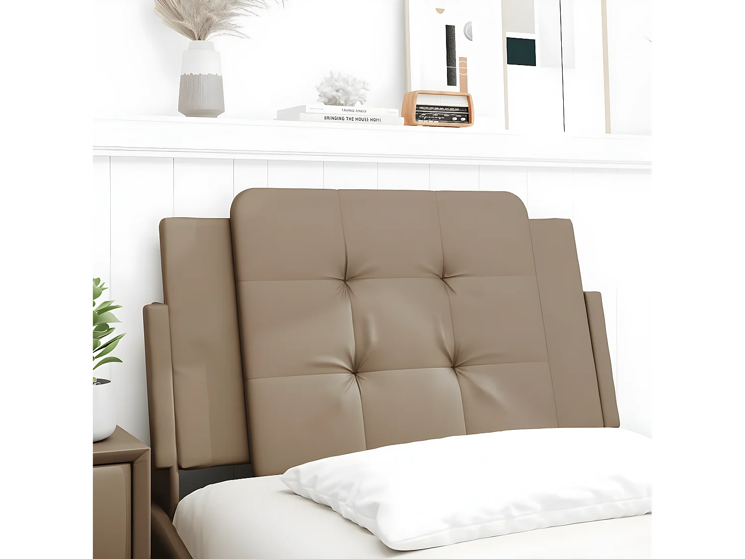 Coussin de tête de lit cappuccino 90 cm similicuir