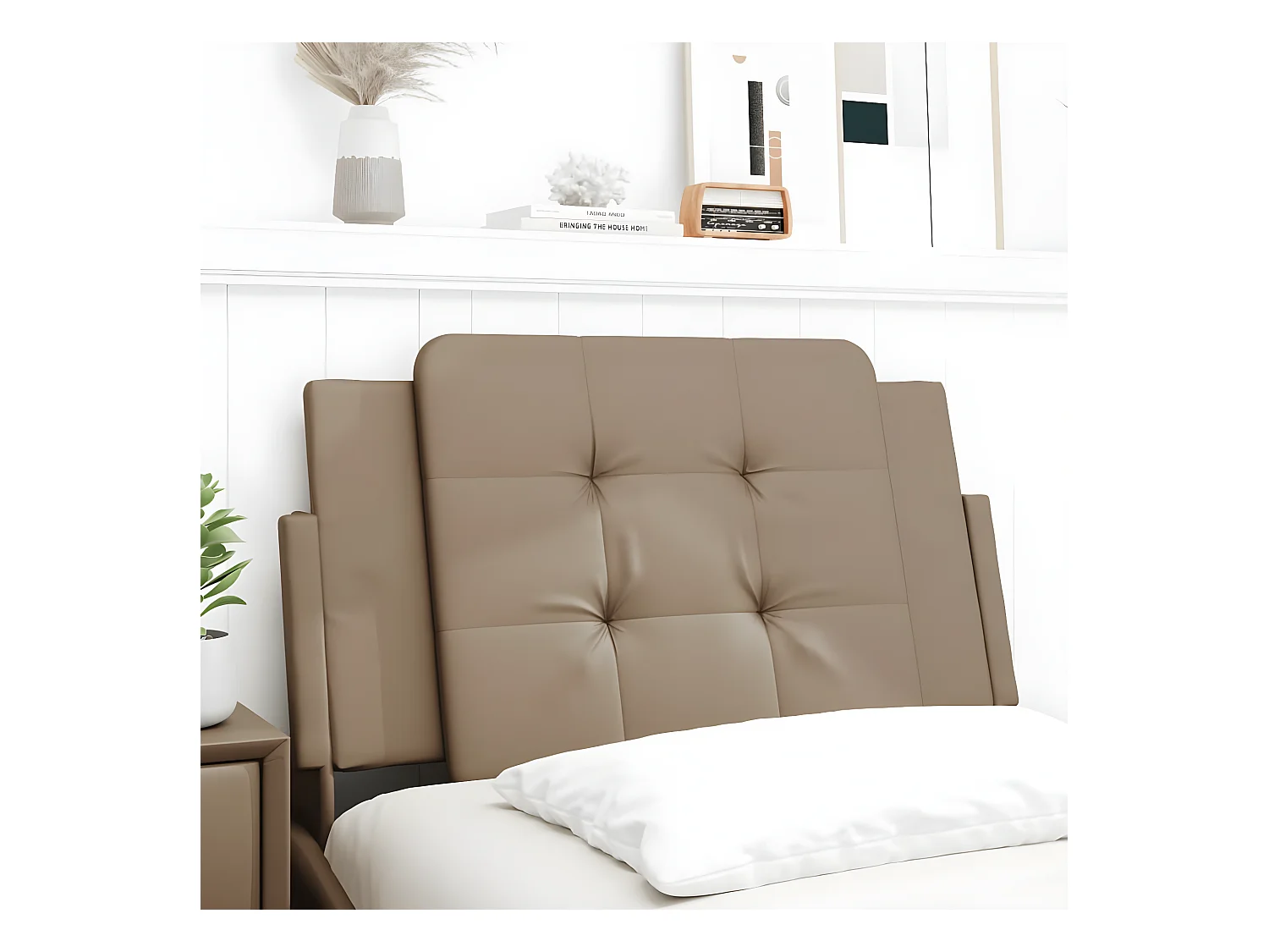 Coussin de tête de lit cappuccino 90 cm similicuir