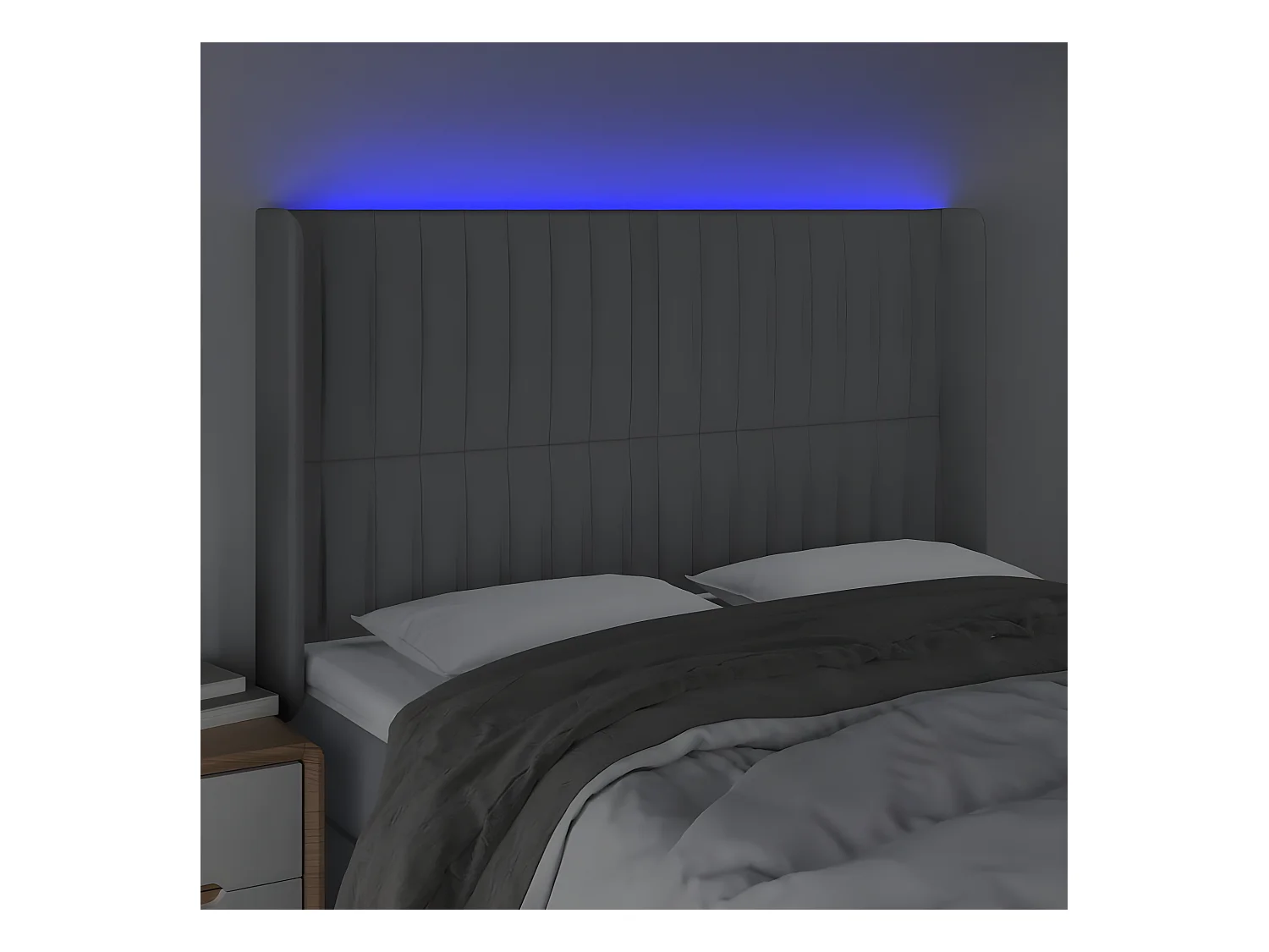 Tête de lit à LED Gris clair 147x16x118/128 cm Tissu