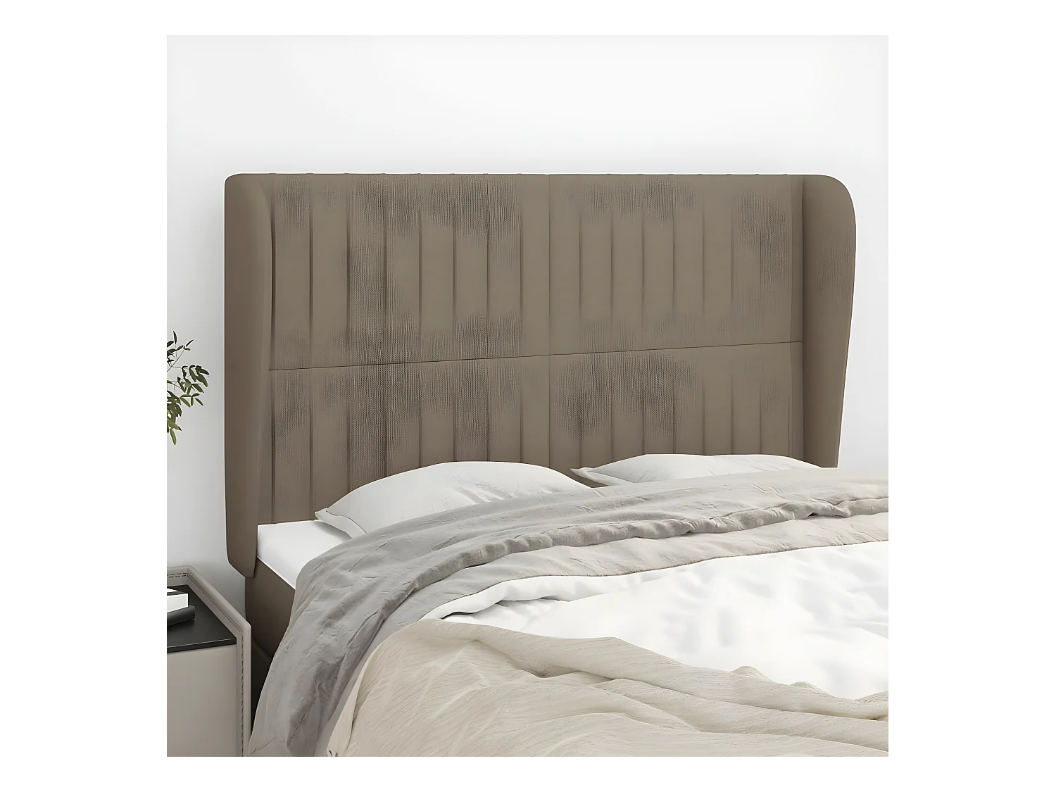 Tête de lit avec oreilles Taupe 147x23x118/128 cm Tissu