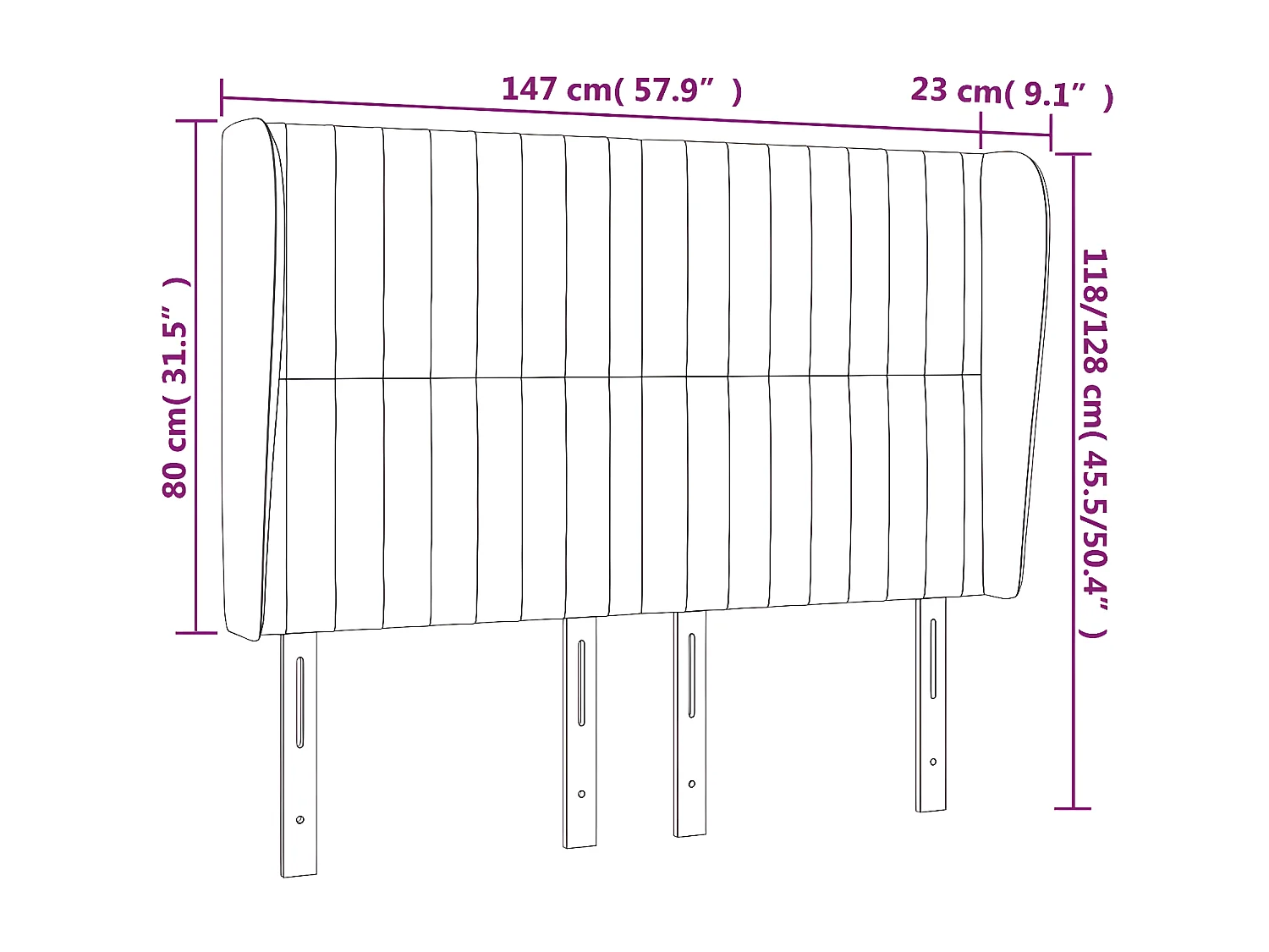 Tête de lit avec oreilles Taupe 147x23x118/128 cm Tissu