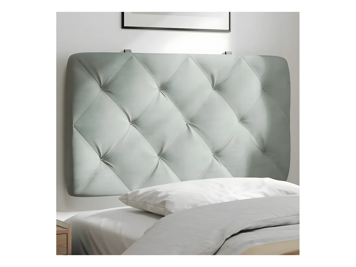 Hoofdbordkussen 90 cm velvet lichtgrijs