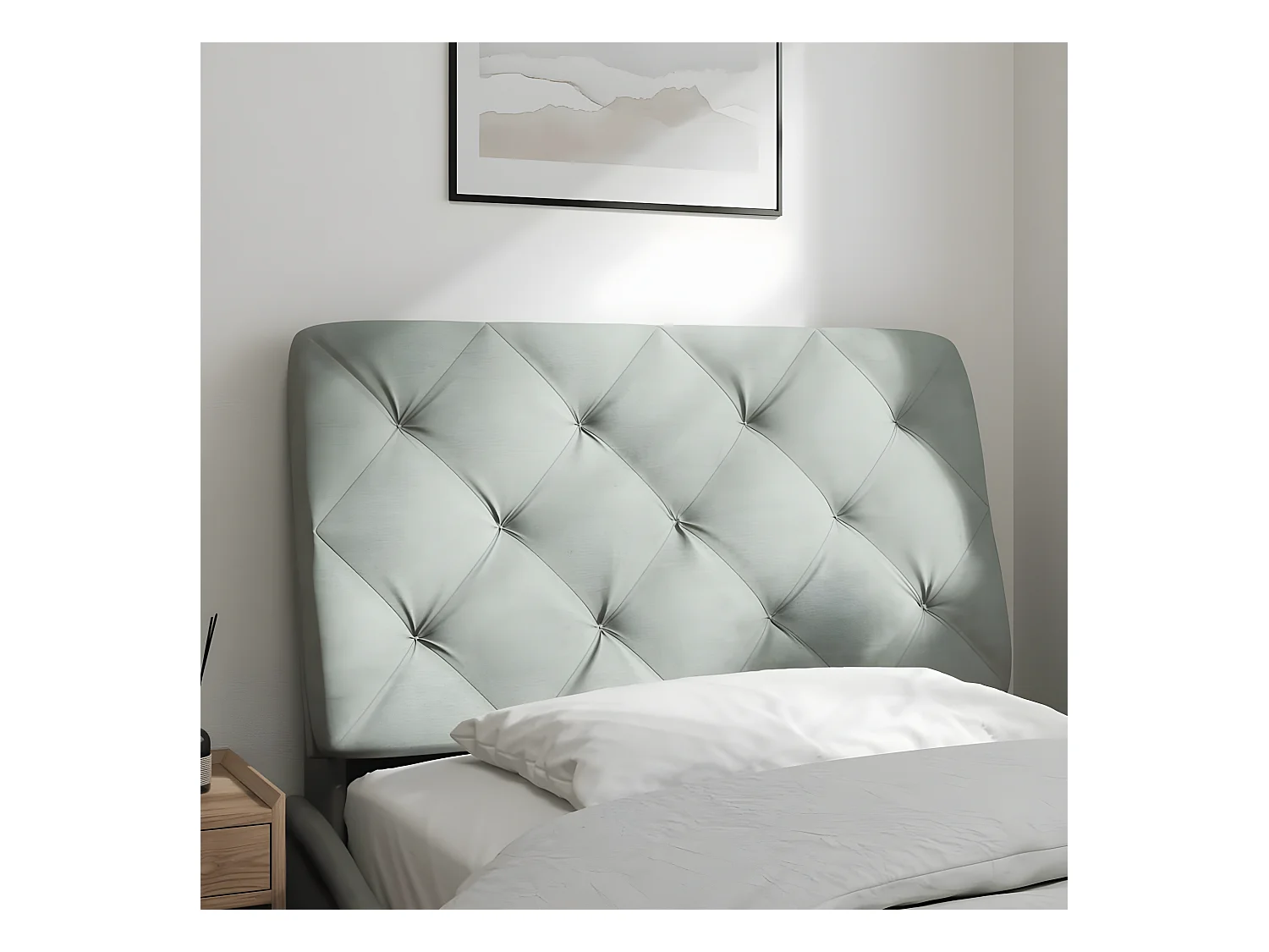Coussin de tête de lit gris clair 90 cm velours