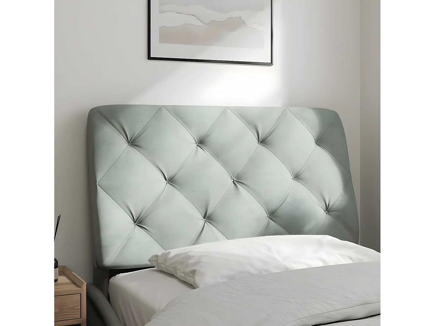 Coussin de tête de lit gris clair 90 cm velours