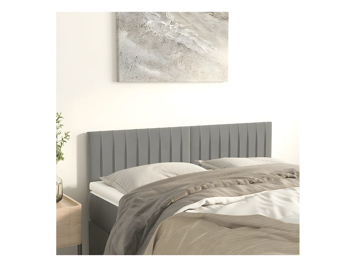 Têtes de lit 2 pièces Gris clair 72x5x78/88 cm Velours