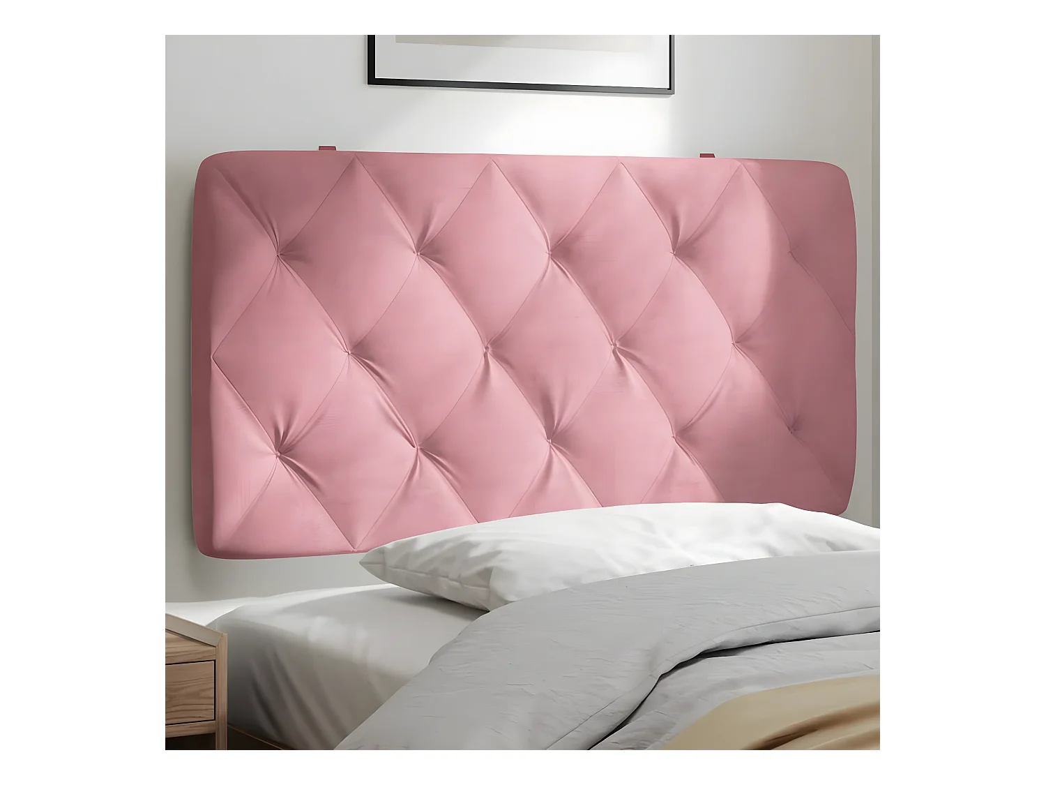 Coussin de tête de lit rose 100 cm velours