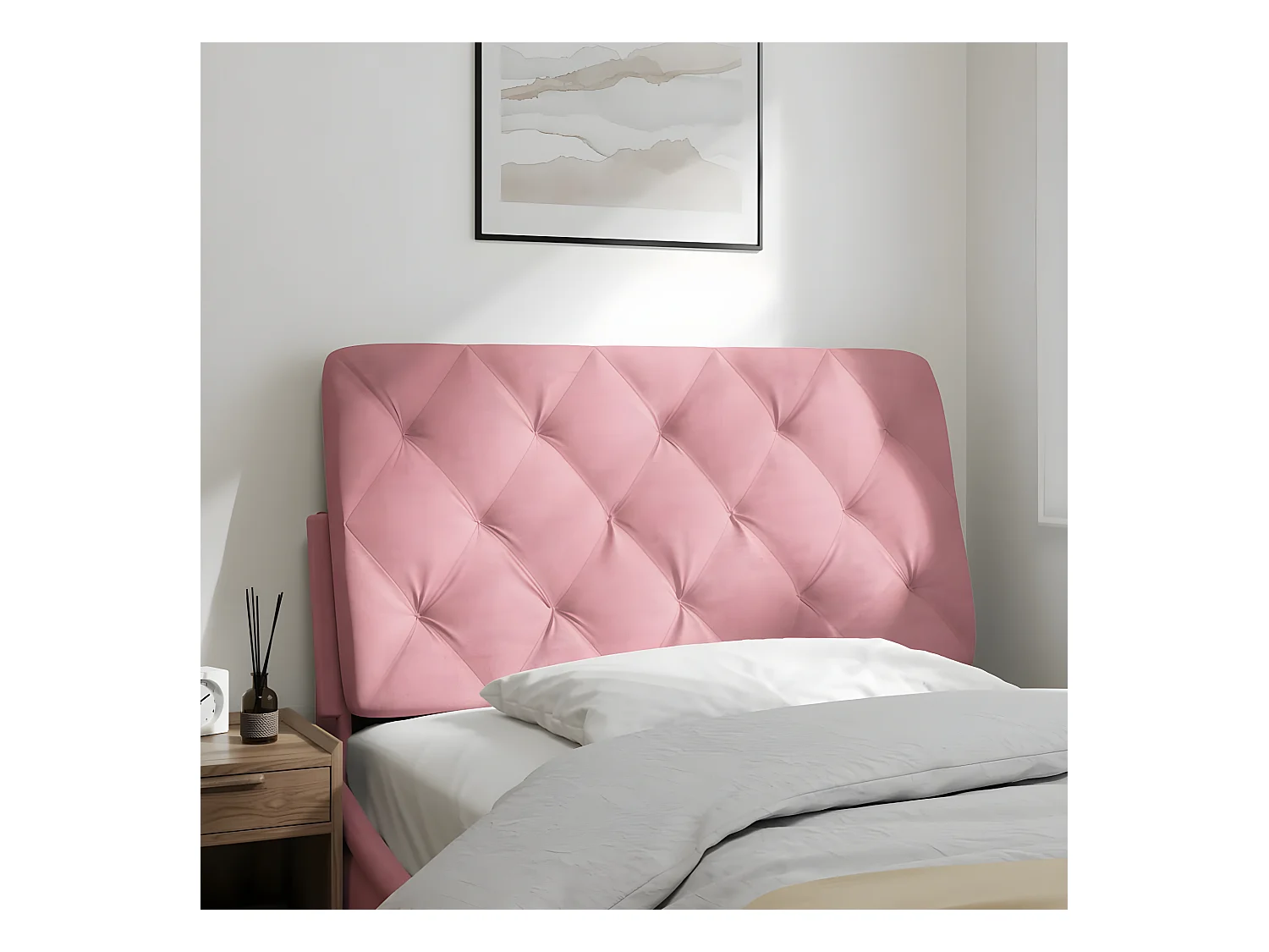 Coussin de tête de lit rose 100 cm velours
