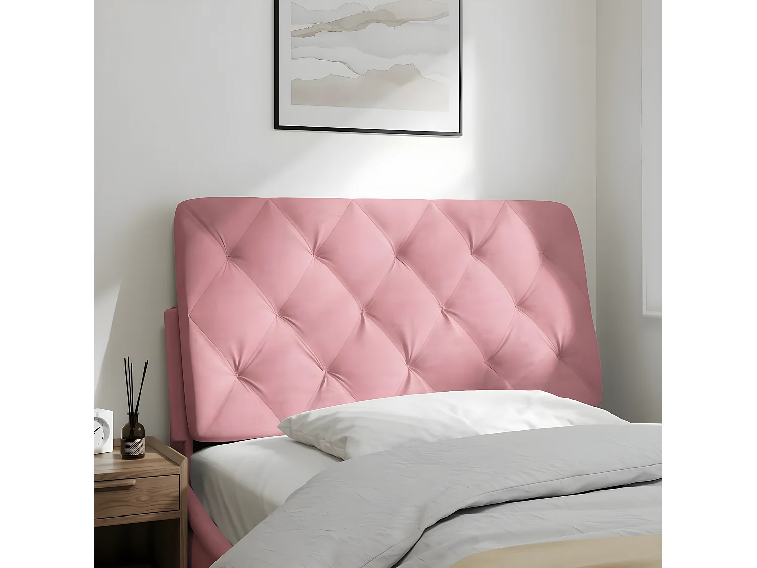 Cabecero de cama acolchado terciopelo rosa 100 cm