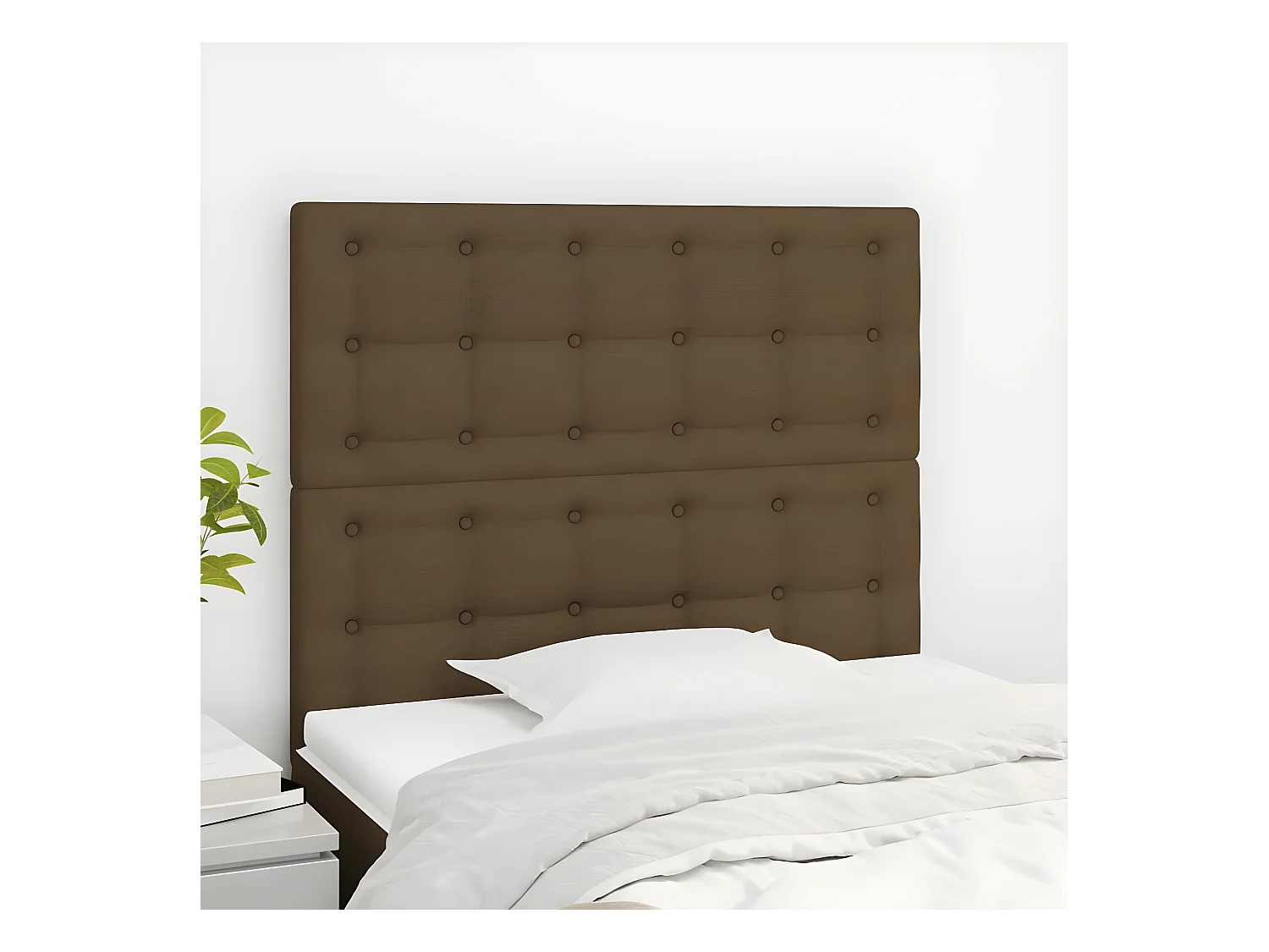 Têtes de lit 2 pièces Marron Foncé 100x5x78/88 cm Tissu