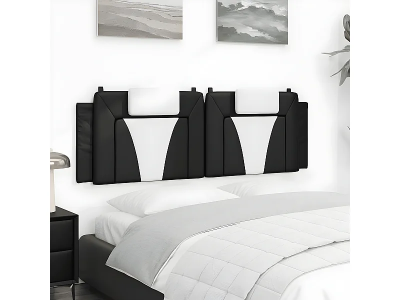 Coussin de tête de lit noir et blanc 160 cm similicuir