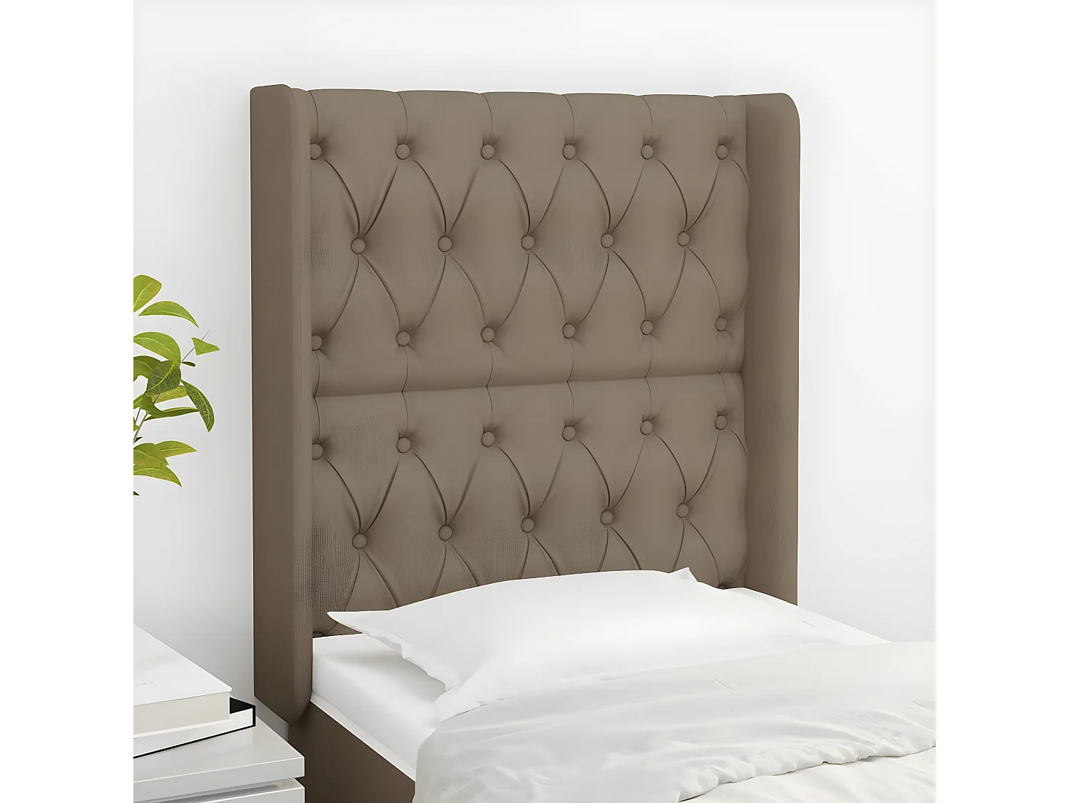 Tête de lit avec oreilles Taupe 83x16x118/128 cm Tissu