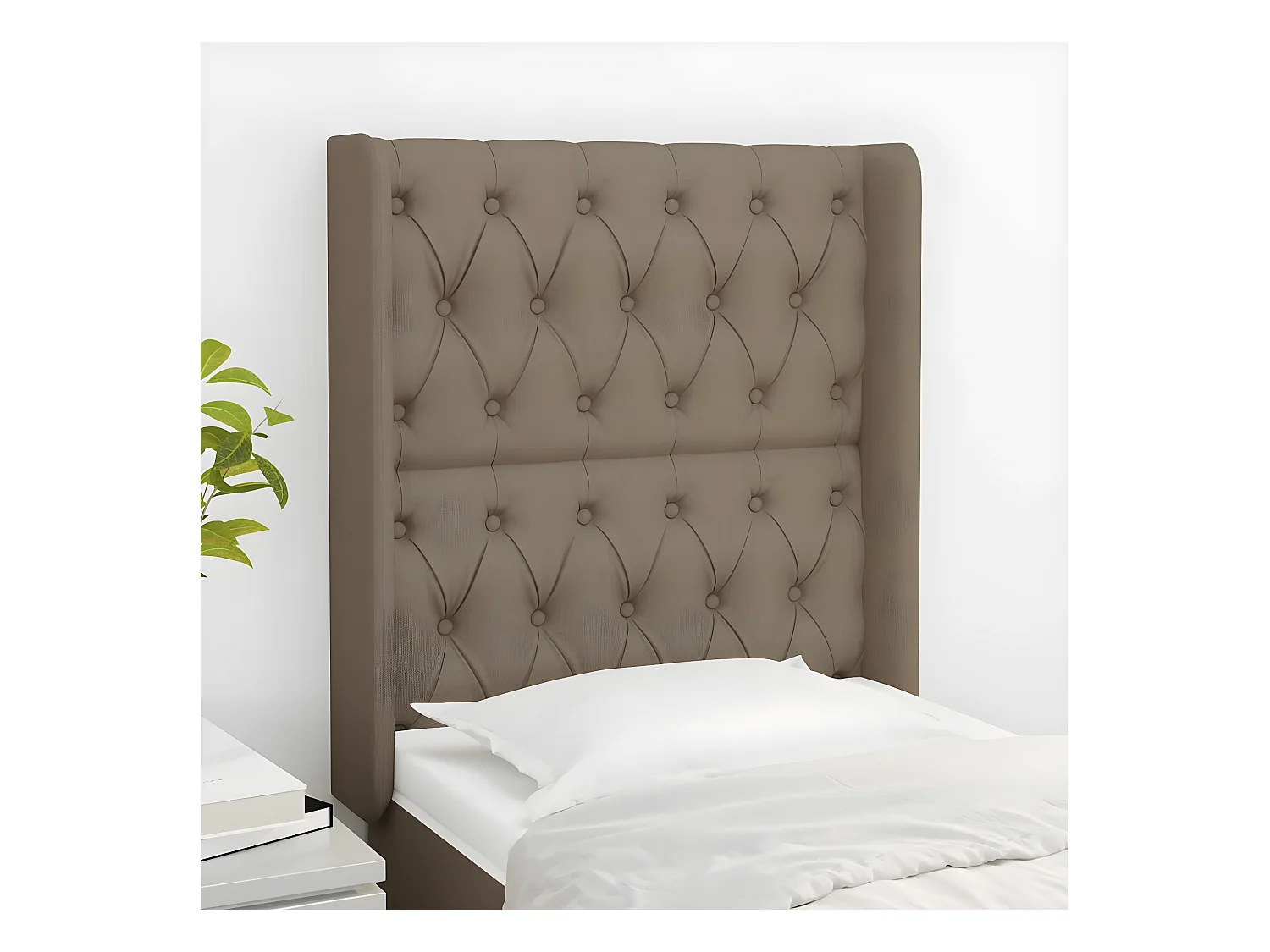 Tête de lit avec oreilles Taupe 83x16x118/128 cm Tissu