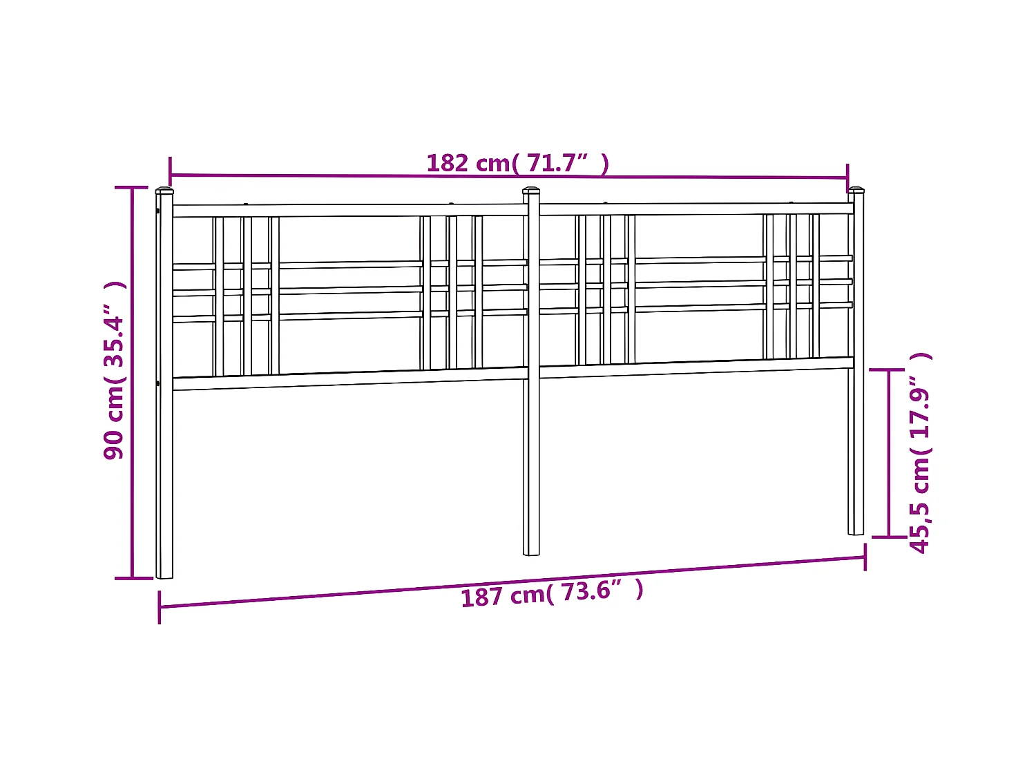Cabeceira de cama 180 cm metal branco