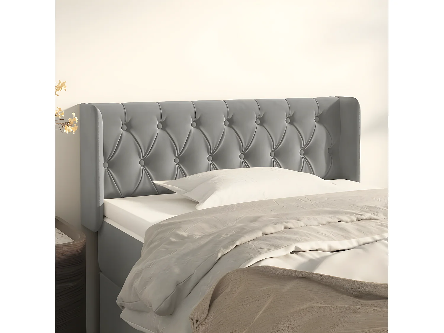 Tête de lit avec oreilles Gris clair 103x16x78/88 cm Velours