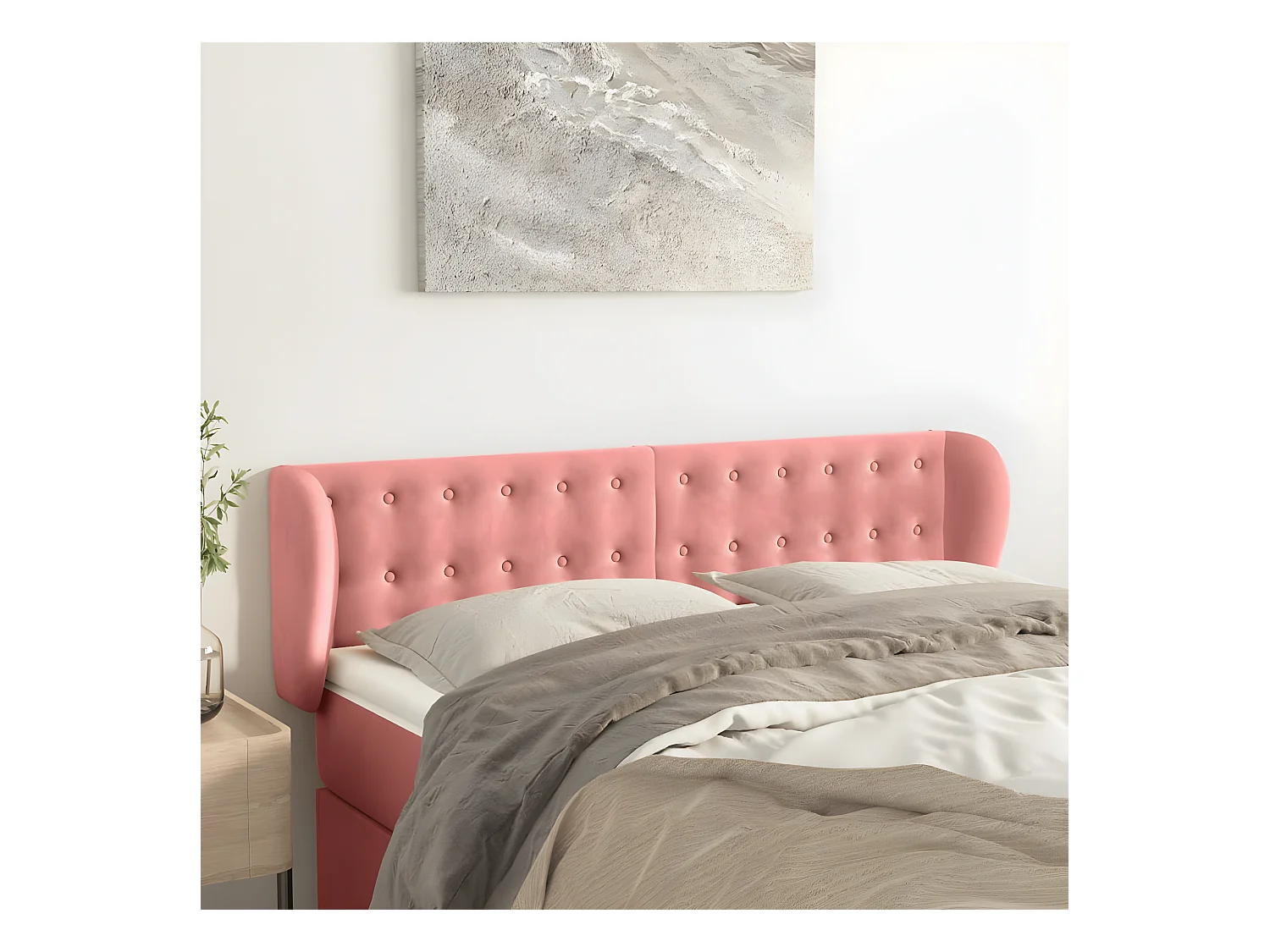 Tête de lit avec oreilles Rose 147x23x78/88 cm Velours