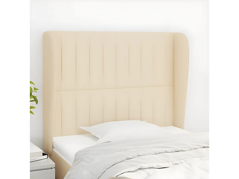 Tête de lit avec oreilles Crème 83x23x118/128 cm Tissu