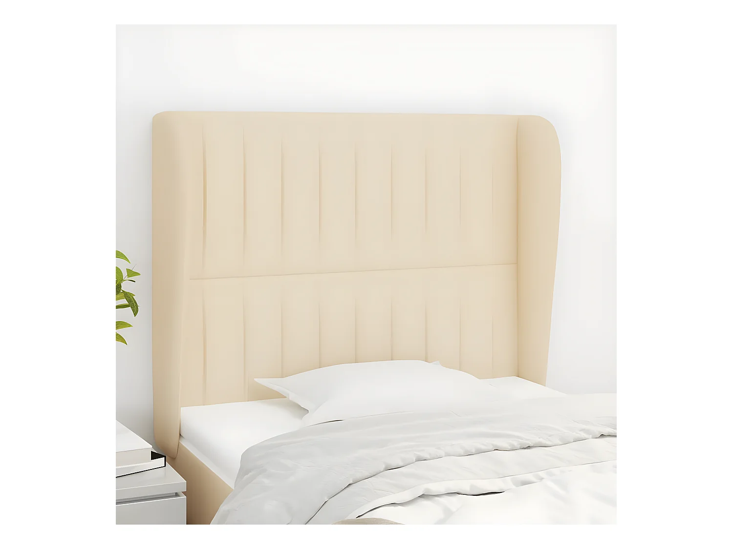 Tête de lit avec oreilles Crème 83x23x118/128 cm Tissu