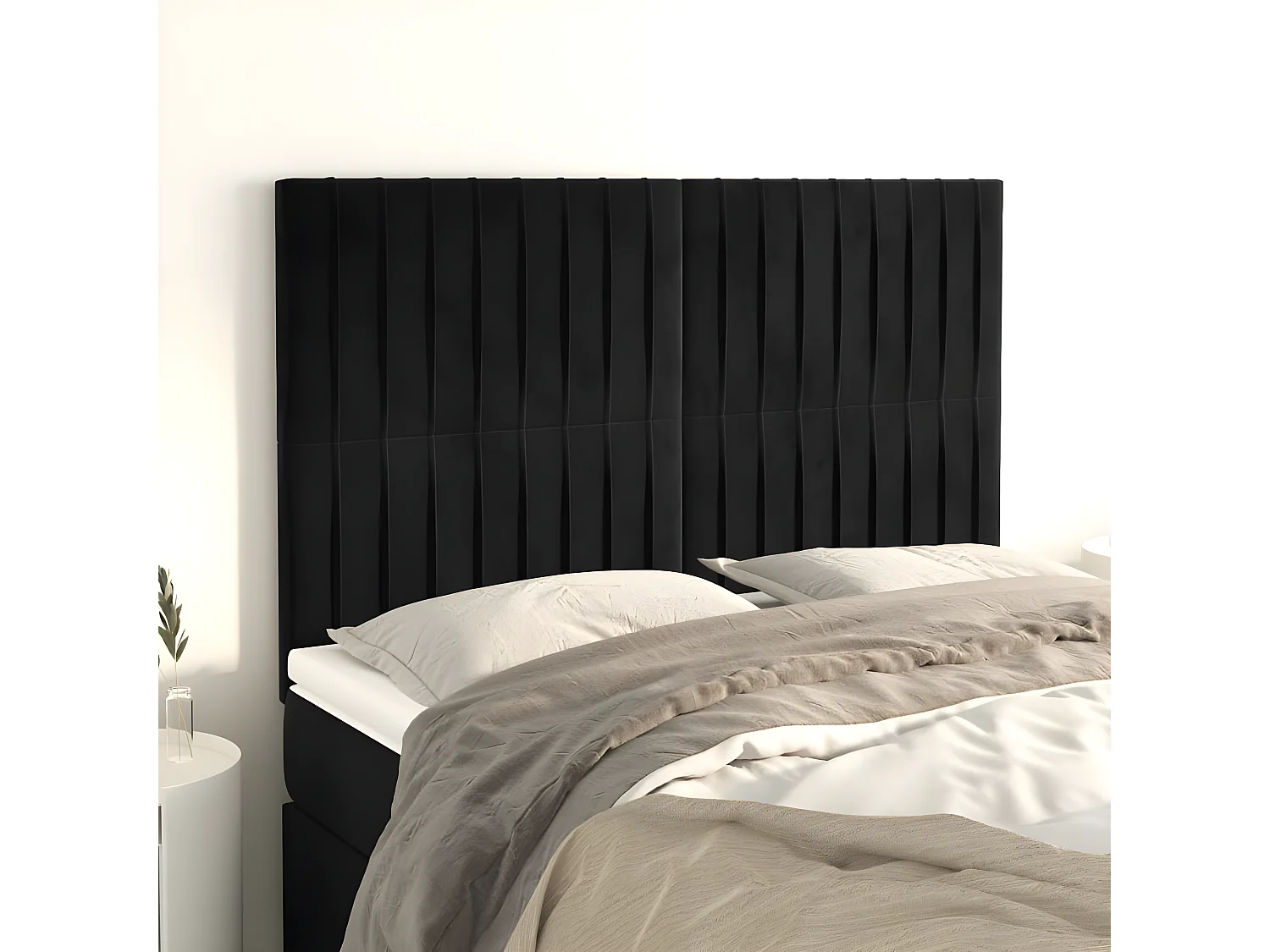 Têtes de lit 4 pièces Noir 72x5x78/88 cm Velours