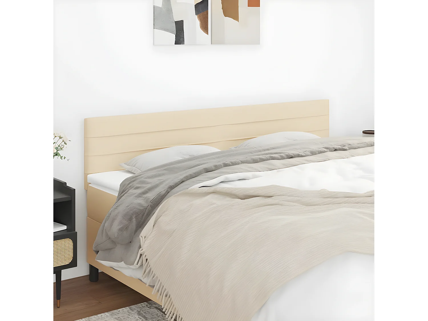 Têtes de lit 2 pièces Crème 80x5x78/88 cm Tissu