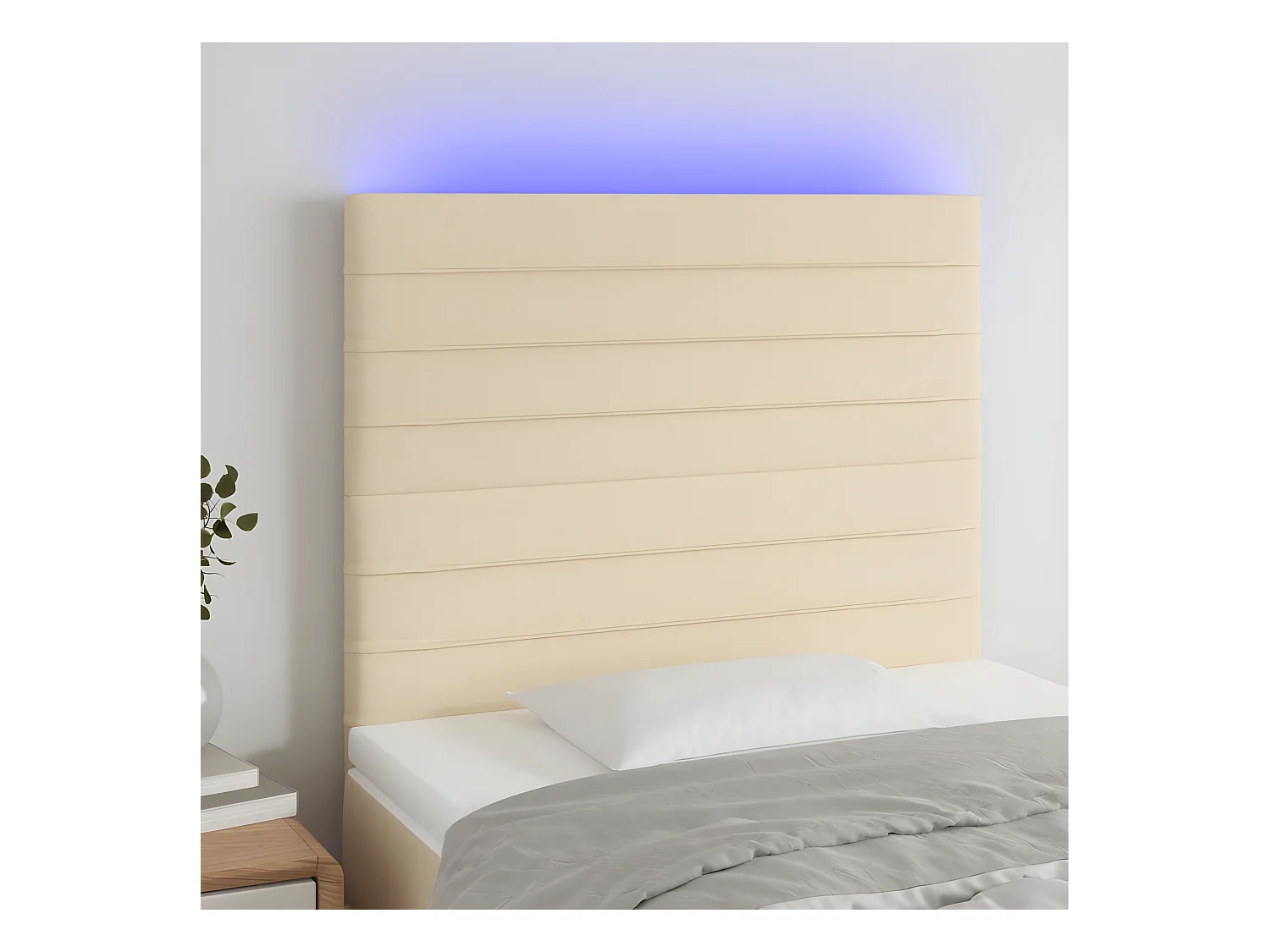 Tête de lit à LED Crème 80x5x118/128 cm Tissu