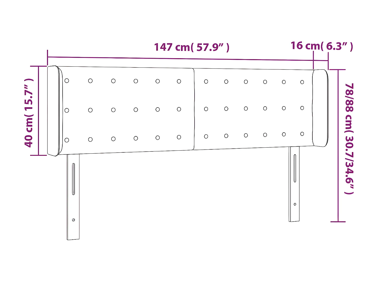 Cabeceira de cama c/ luzes LED veludo 147x16x78/88 cm rosa