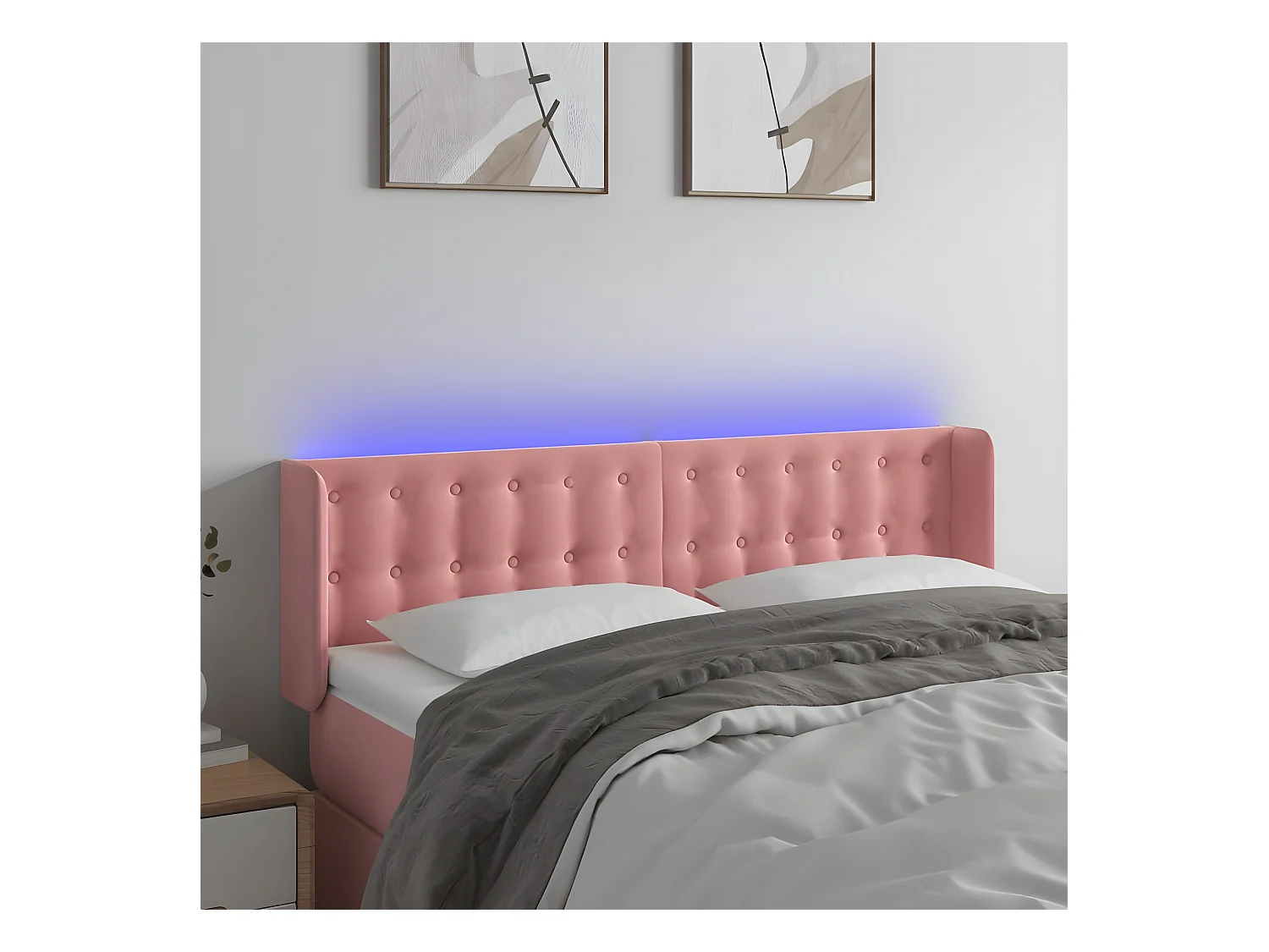 Tête de lit à LED Rose 147x16x78/88 cm Velours