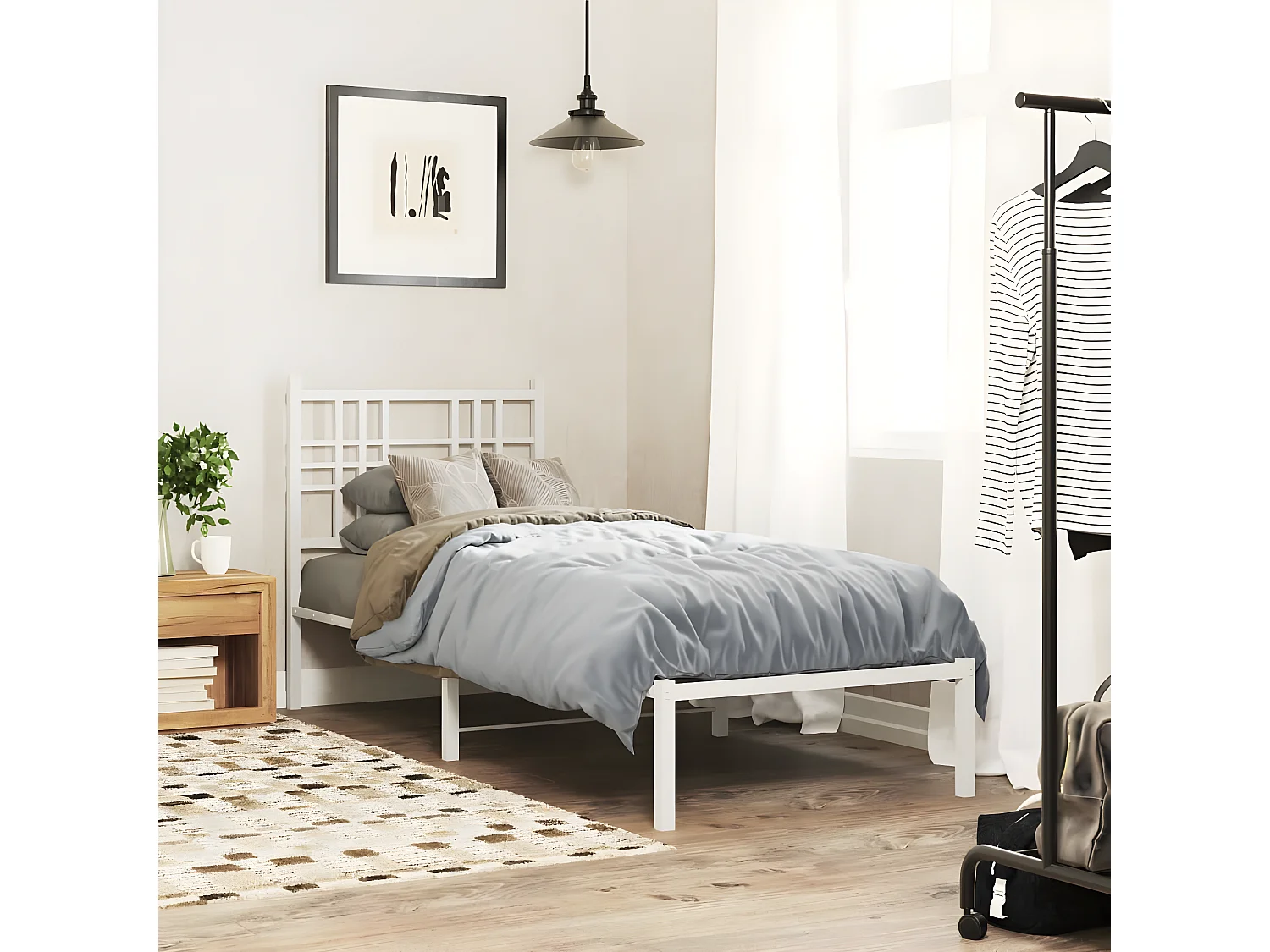 Tête de lit métal blanc 75 cm