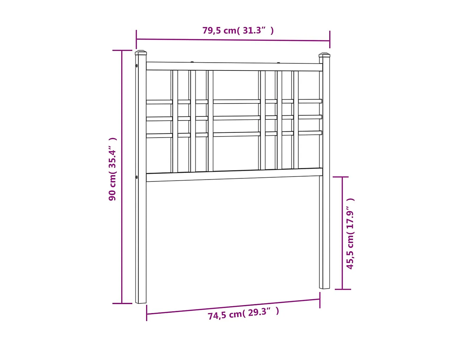 Tête de lit métal blanc 75 cm