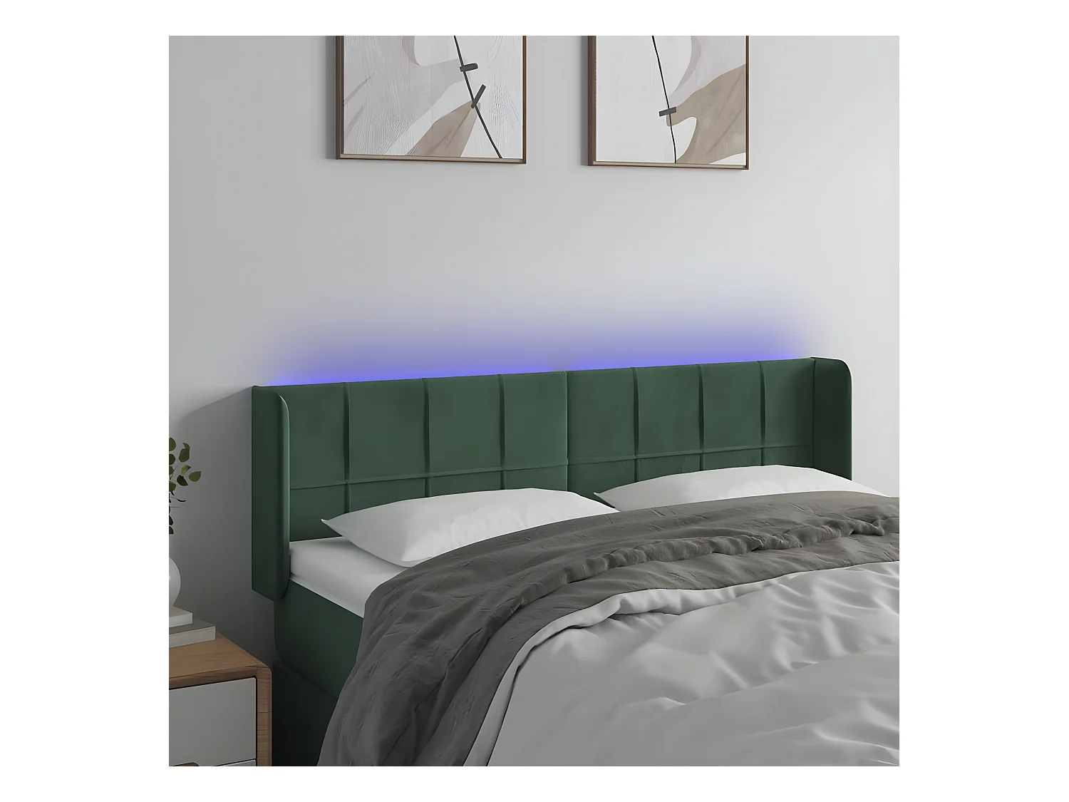 Tête de lit à LED Vert foncé 147x16x78/88 cm Velours