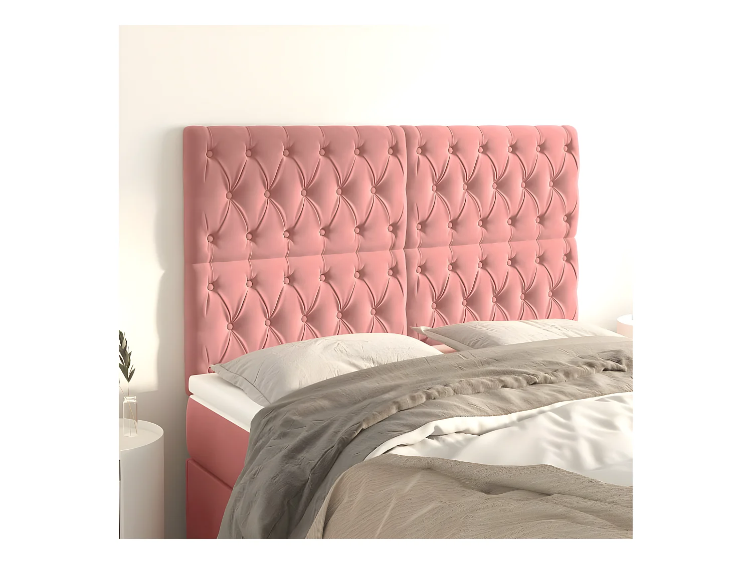 Têtes de lit 4 pièces Rose 80x7x78/88 cm Velours